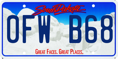 SD license plate 0FWB68