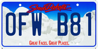 SD license plate 0FWB81