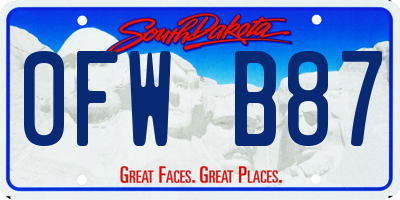 SD license plate 0FWB87