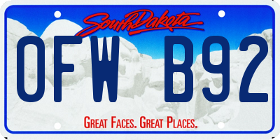 SD license plate 0FWB92