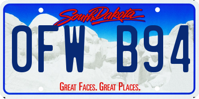 SD license plate 0FWB94