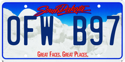 SD license plate 0FWB97