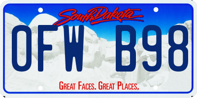 SD license plate 0FWB98