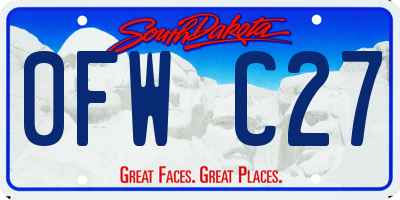 SD license plate 0FWC27