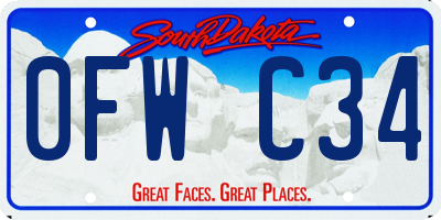 SD license plate 0FWC34