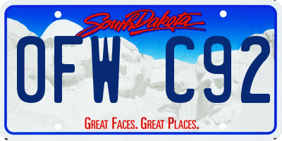 SD license plate 0FWC92
