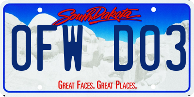 SD license plate 0FWD03