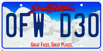 SD license plate 0FWD30