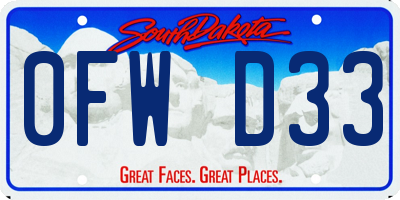SD license plate 0FWD33