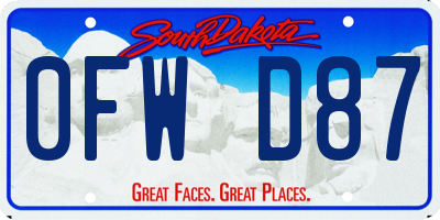 SD license plate 0FWD87