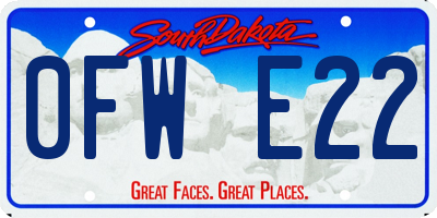 SD license plate 0FWE22
