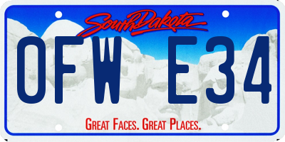 SD license plate 0FWE34