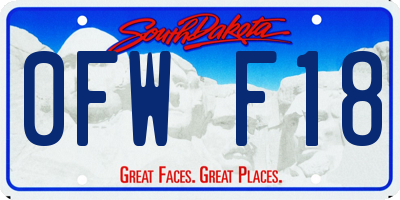 SD license plate 0FWF18