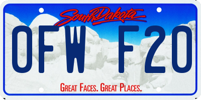 SD license plate 0FWF20