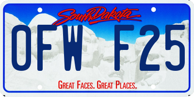 SD license plate 0FWF25