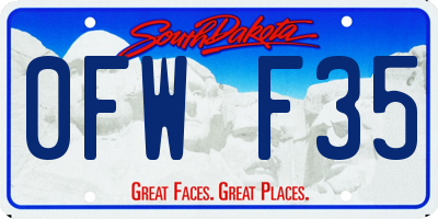 SD license plate 0FWF35