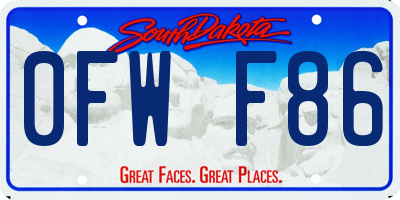 SD license plate 0FWF86