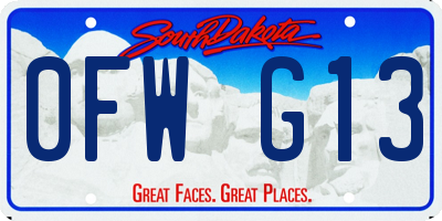 SD license plate 0FWG13