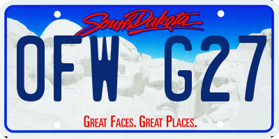 SD license plate 0FWG27