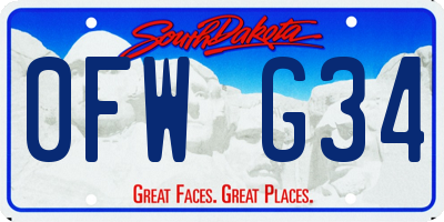 SD license plate 0FWG34