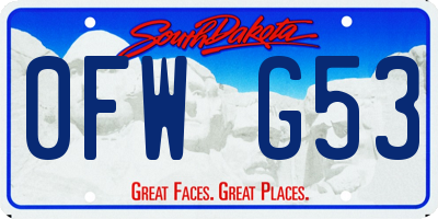 SD license plate 0FWG53