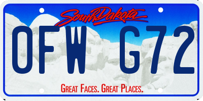 SD license plate 0FWG72