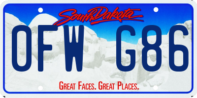 SD license plate 0FWG86