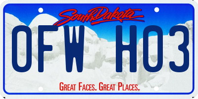 SD license plate 0FWH03