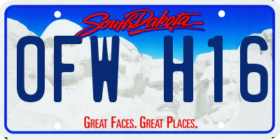 SD license plate 0FWH16