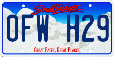 SD license plate 0FWH29