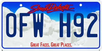 SD license plate 0FWH92