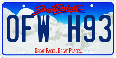 SD license plate 0FWH93