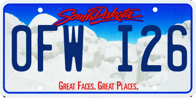 SD license plate 0FWI26
