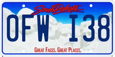 SD license plate 0FWI38