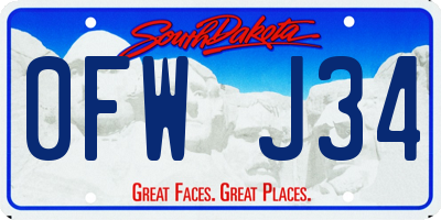 SD license plate 0FWJ34