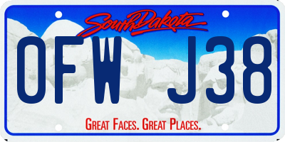 SD license plate 0FWJ38