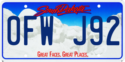 SD license plate 0FWJ92