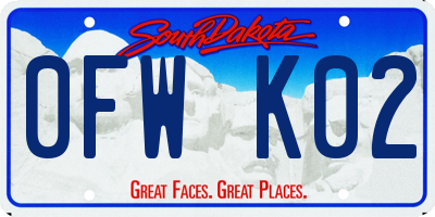 SD license plate 0FWK02