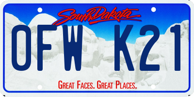 SD license plate 0FWK21