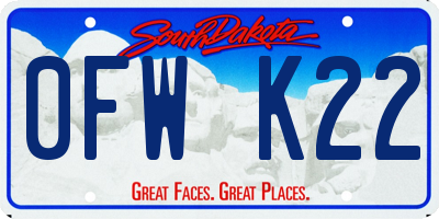 SD license plate 0FWK22