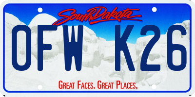 SD license plate 0FWK26