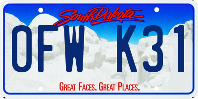 SD license plate 0FWK31