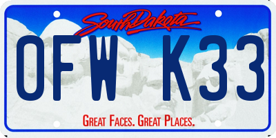 SD license plate 0FWK33