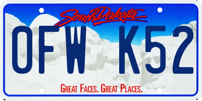 SD license plate 0FWK52