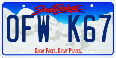 SD license plate 0FWK67
