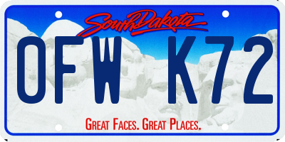 SD license plate 0FWK72