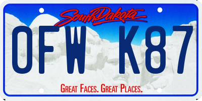 SD license plate 0FWK87