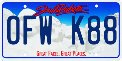 SD license plate 0FWK88