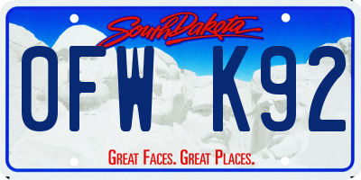 SD license plate 0FWK92