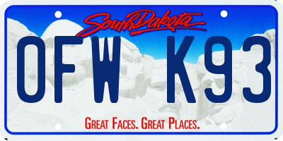 SD license plate 0FWK93